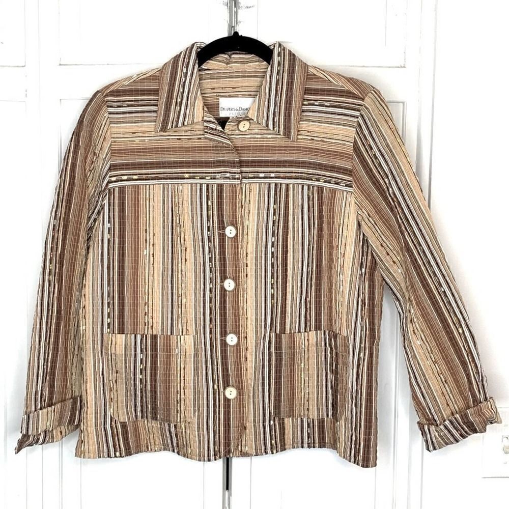 Vintage Brown Stripe Shirt Jacket Draper’s Damon’s